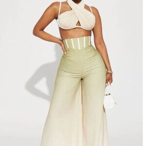 Going With It Pant Set - Sage/combo